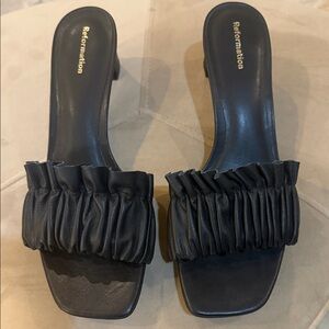 New Reformation Shereen Black Ruched Heels